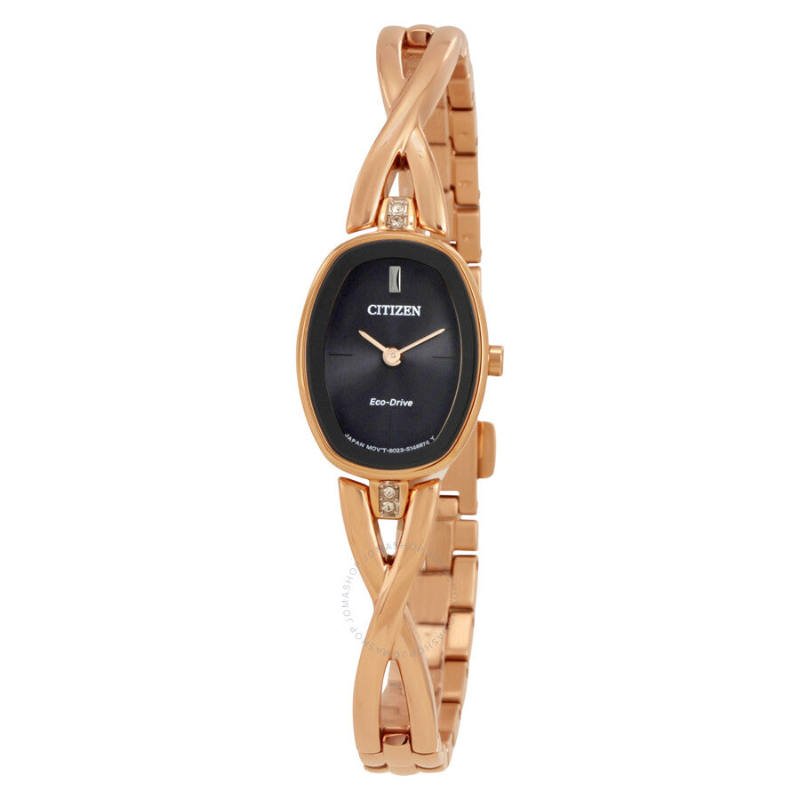 Citizen Silhouette Rose Gold-tone Case Black Dial Ladies Watch EX1413-55E