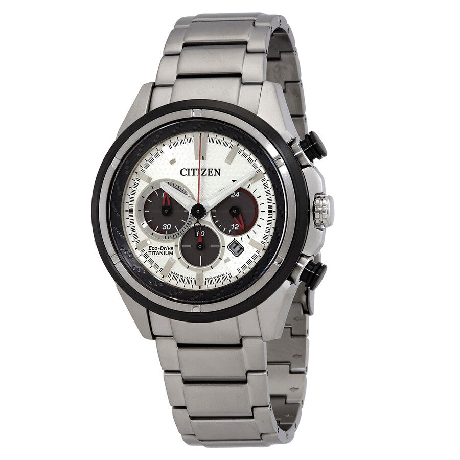 Citizen Silver Dial Eco-Drive Super Titanium Chronograph Watch CA4241-55A