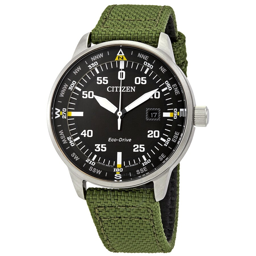 Citizen Solar Black Dial Green Nylon Men's Watch BM7390-22X