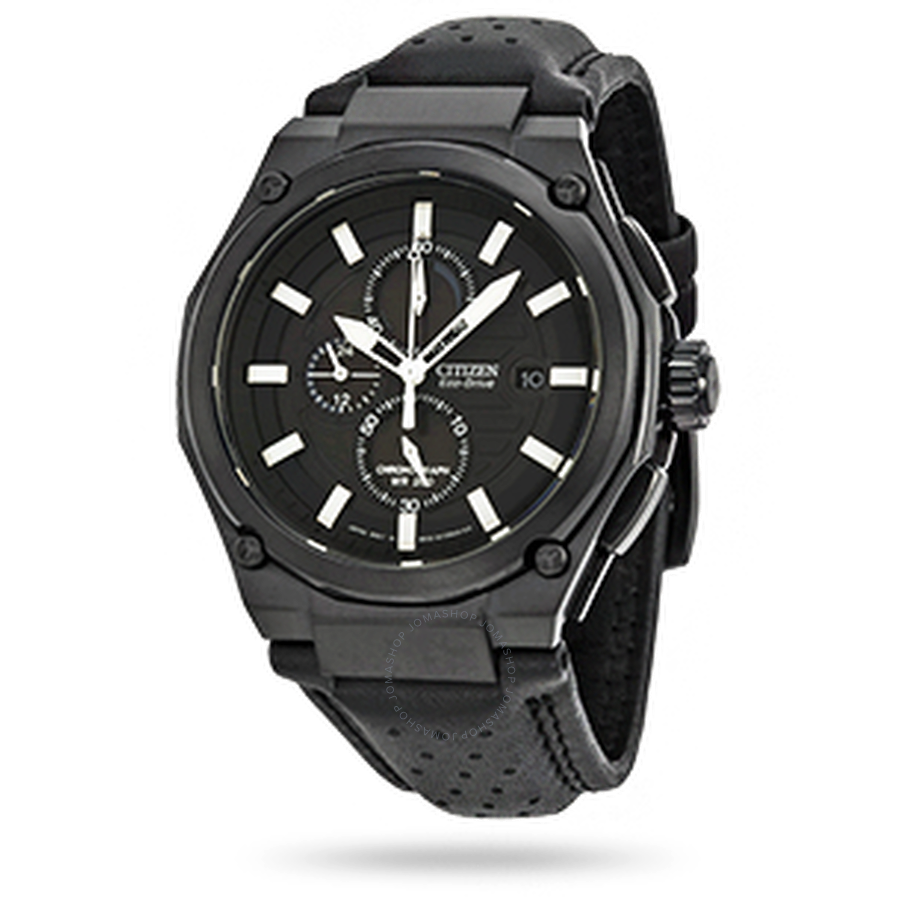 Citizen Sport Eco-drive Chronograph Black Dial Black IP Steel Men's Watch CA0315-01E