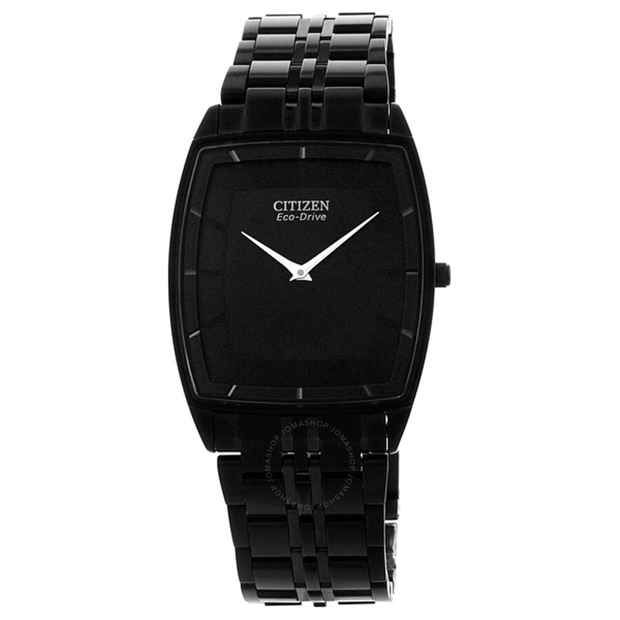 Citizen Stiletto Eco-Drive Black Dial Black IP Stainless Steel Men's Watch AR3025-50E