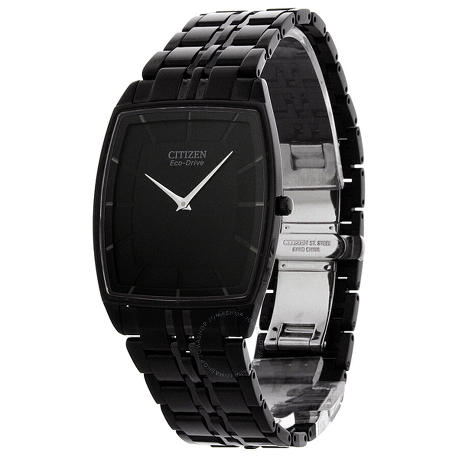 Citizen Stiletto Eco-Drive Black Dial Black IP Stainless Steel Men's Watch AR3025-50E