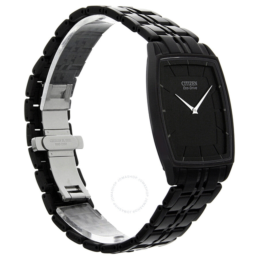 Citizen Stiletto Eco-Drive Black Dial Black IP Stainless Steel Men's Watch AR3025-50E