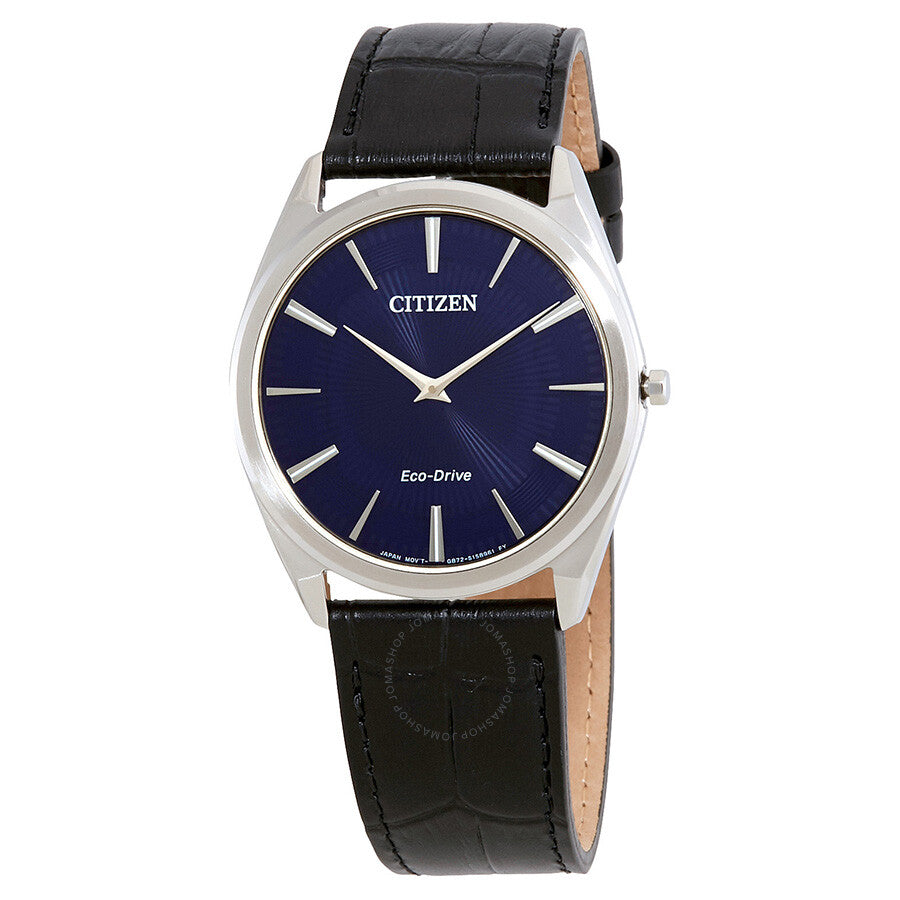 Citizen Stiletto Eco-Drive Navy Blue Guilloche Dial Men's Watch AR3070-04L - The Watches Men & Co