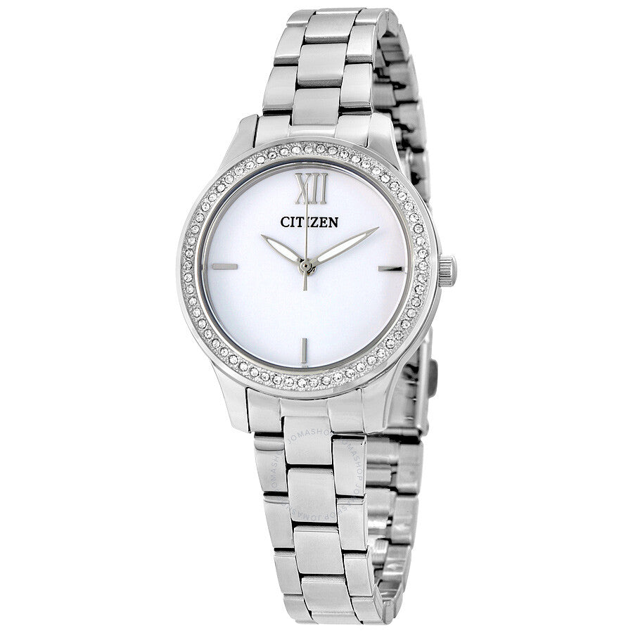 Citizen White Dial Stainless Steel Ladies Watch EL3081-58A - The Watches Men & Co