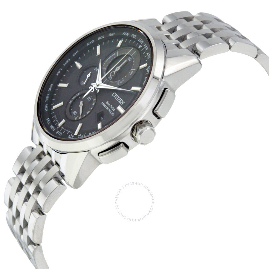 Citizen World Time A-T Perpetual Chronograph Black Dial Men's Watch AT8110-53E