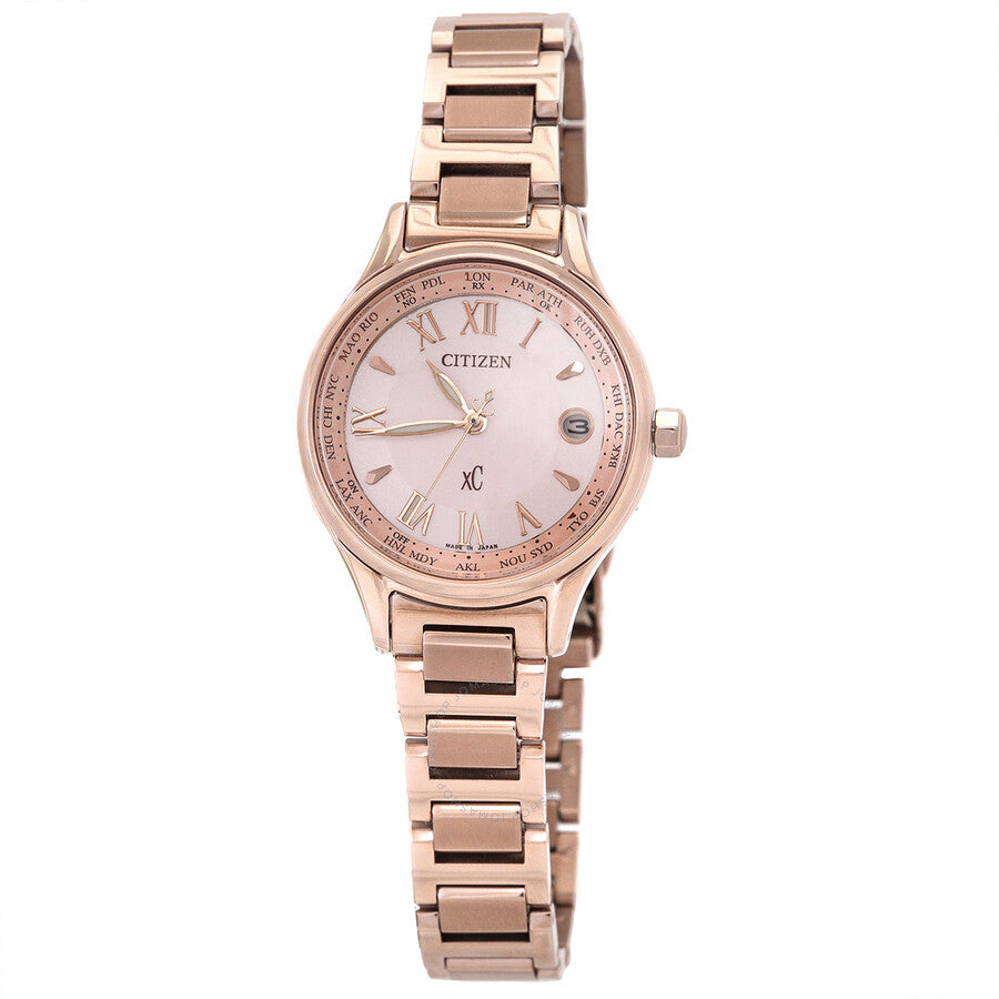 Citizen xC Super Titanium Perpetual Rose Gold Dial Ladies Watch EC1164-53Y - The Watches Men & Co