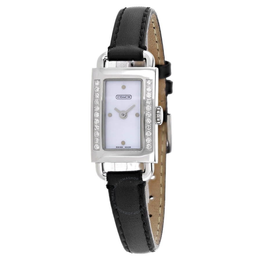 Coach Black Leather Mother Of Pearl Mother of Pearl Dial Ladies Watch 14500429 - The Watches Men & Co