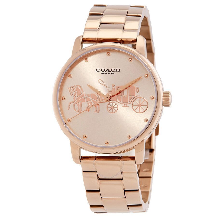 Coach Grand Quartz Carnation Gold Dial Ladies Watch 14503740 - The Watches Men & Co