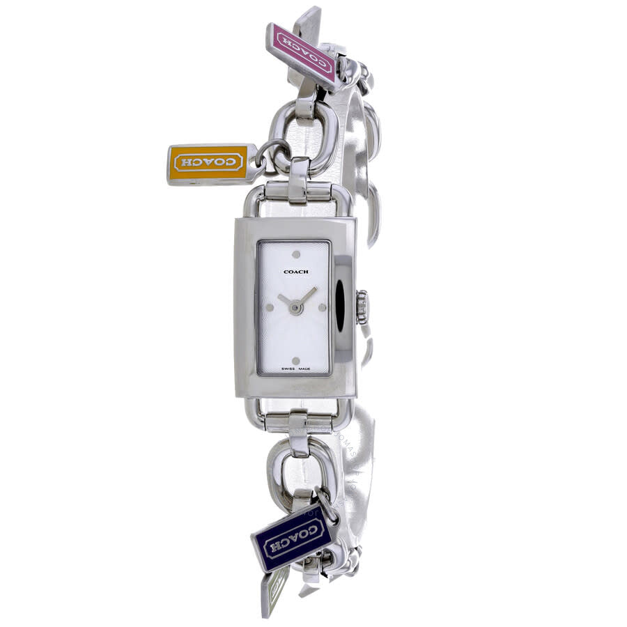 Coach Silver Stainless Steel White Dial White Dial Ladies Watch 14500505 - The Watches Men & Co