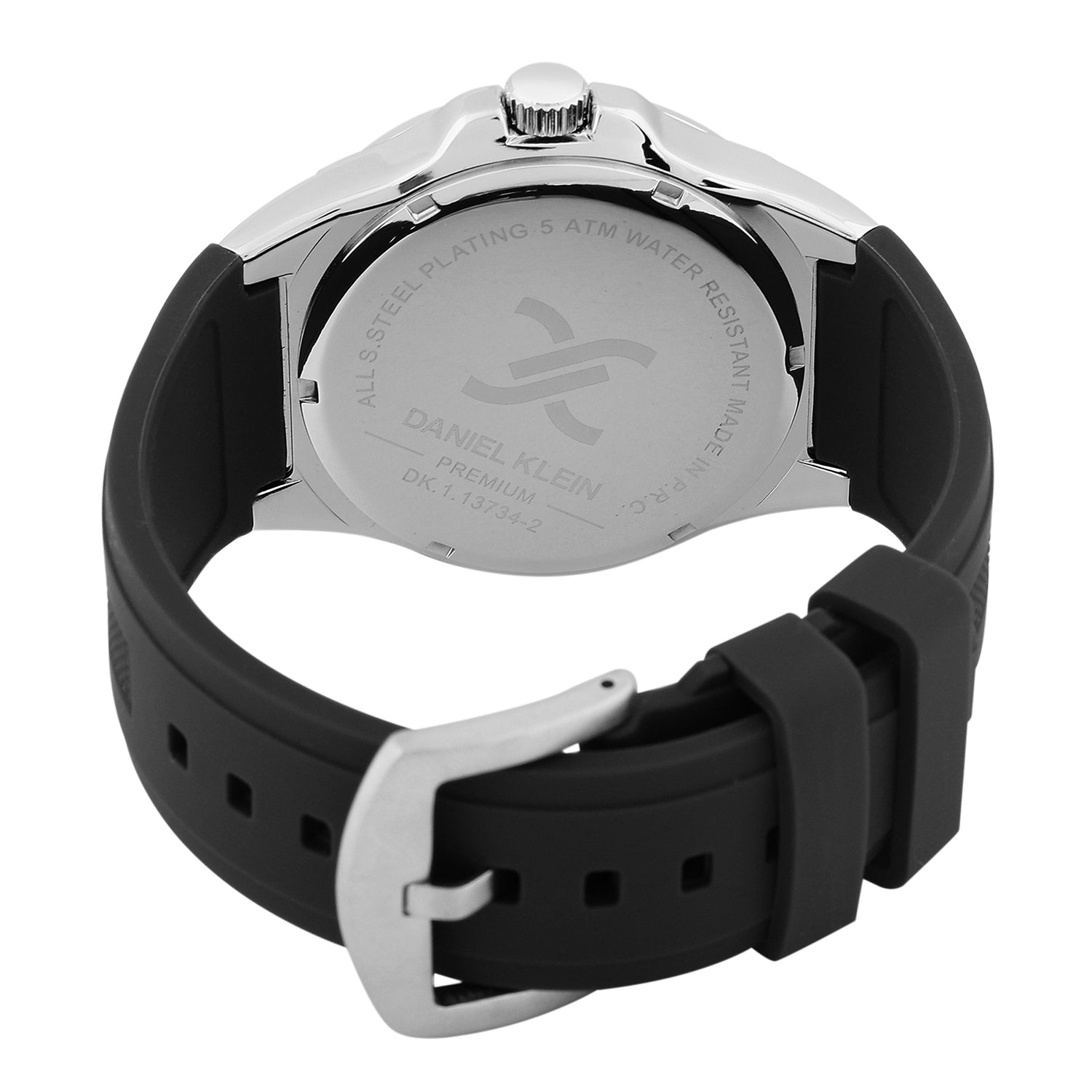 Daniel Klein premium watch worn on wrist showing full case and silicone strap design