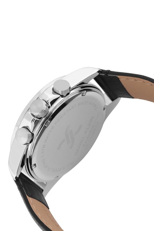 Daniel Klein Exclusive Chronograph Blue Dial Black Genuine Leather Silver Watch - DK.1.13843-3