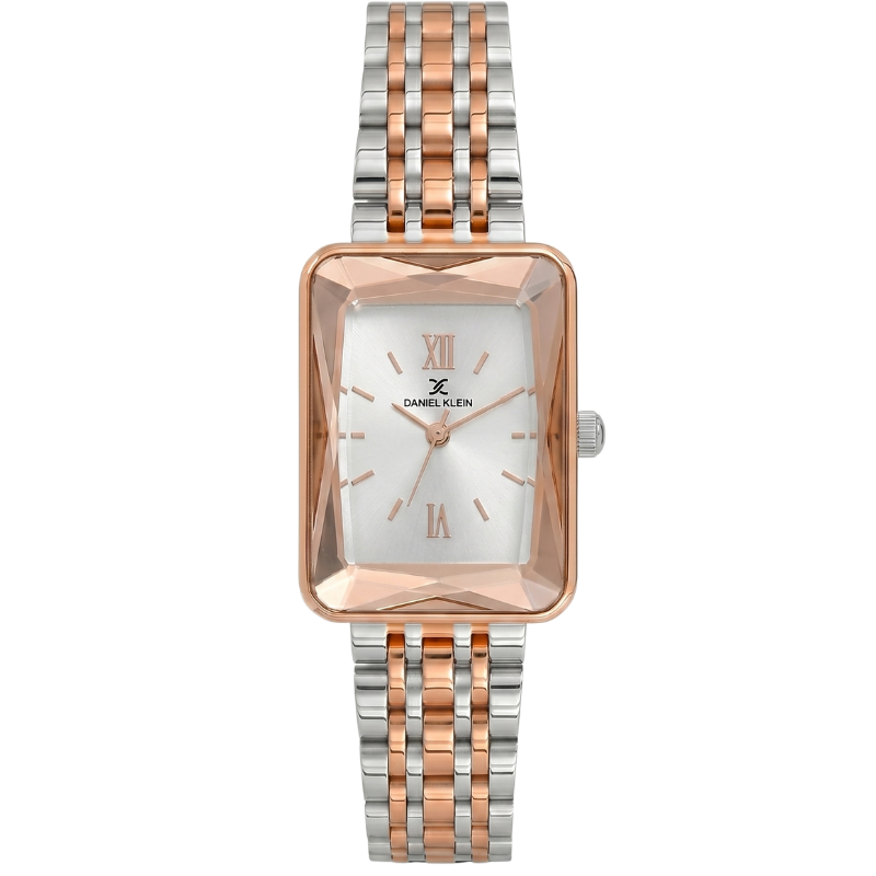 Daniel Klein Classic Rectangular Rose Gold & Silver Women's Watch - DK.1.13875-6