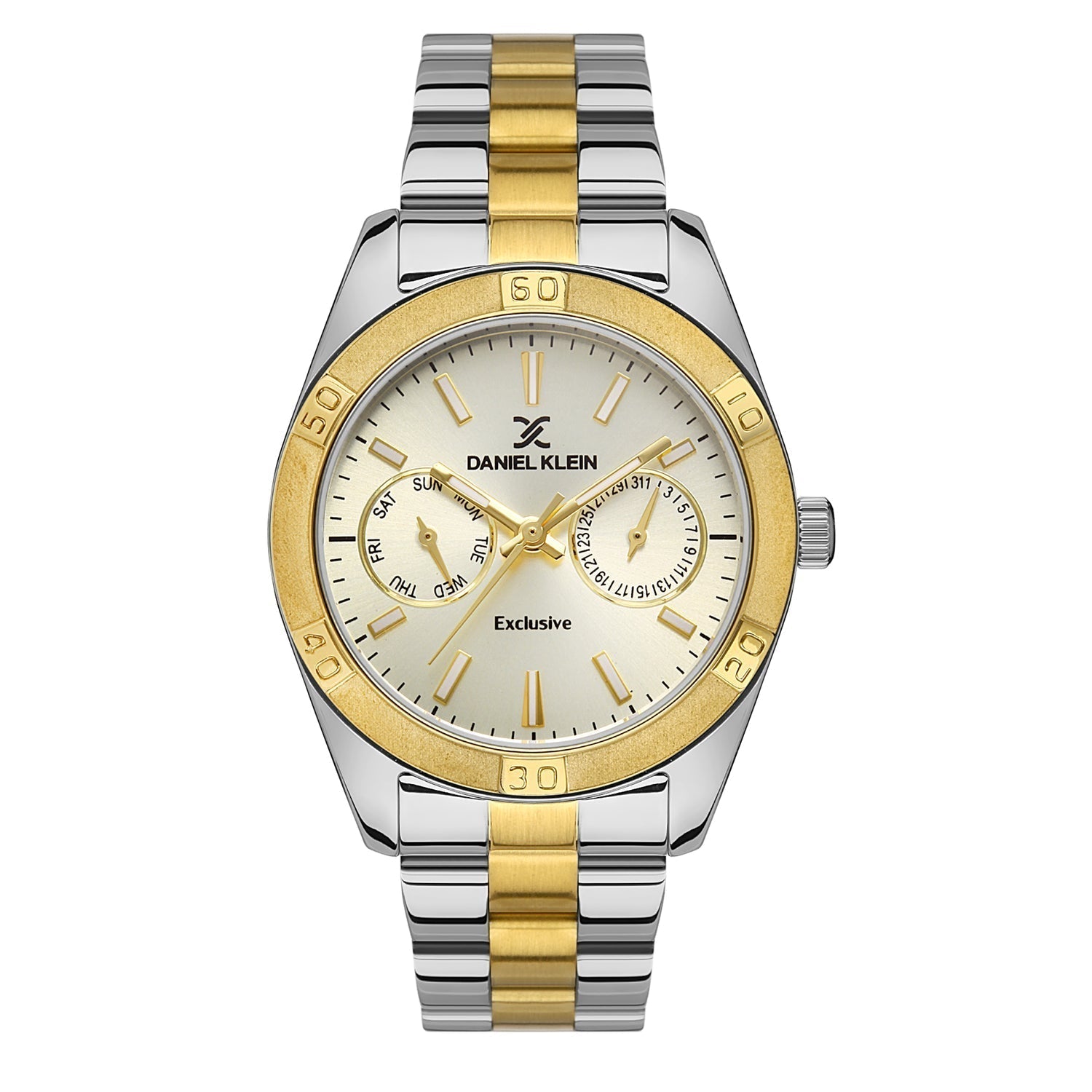 Daniel Klein Exclusive Multifunction White Dial Two-Tone Watch - DK.1.13568-5