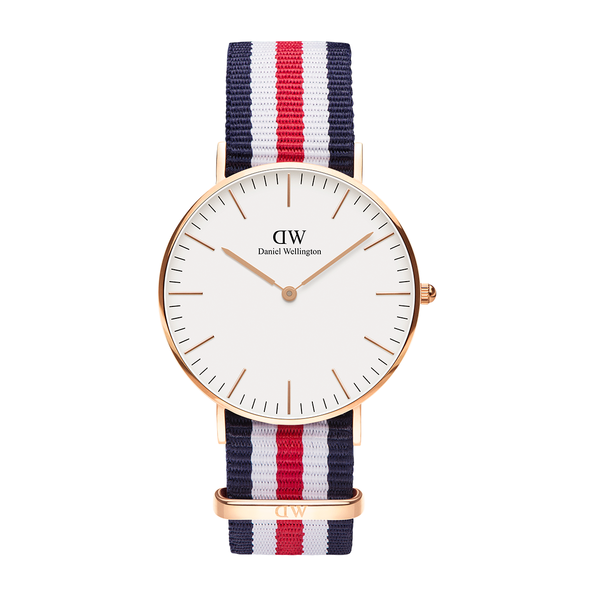 Daniel Wellington Canterbury 36mm White Dail Tricolour Nato Strap Gold Watch - DW00100030
