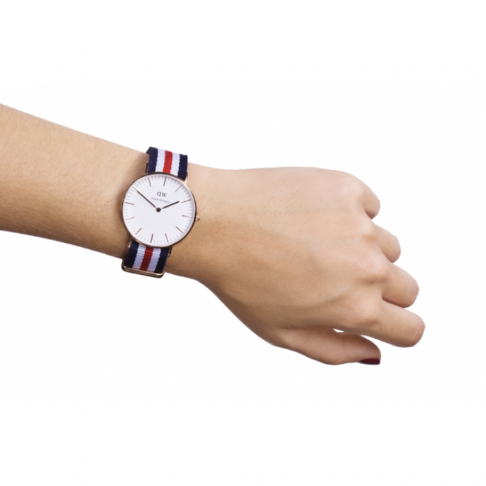 Daniel Wellington Canterbury 36mm White Dail Tricolour Nato Strap Gold Watch - DW00100030