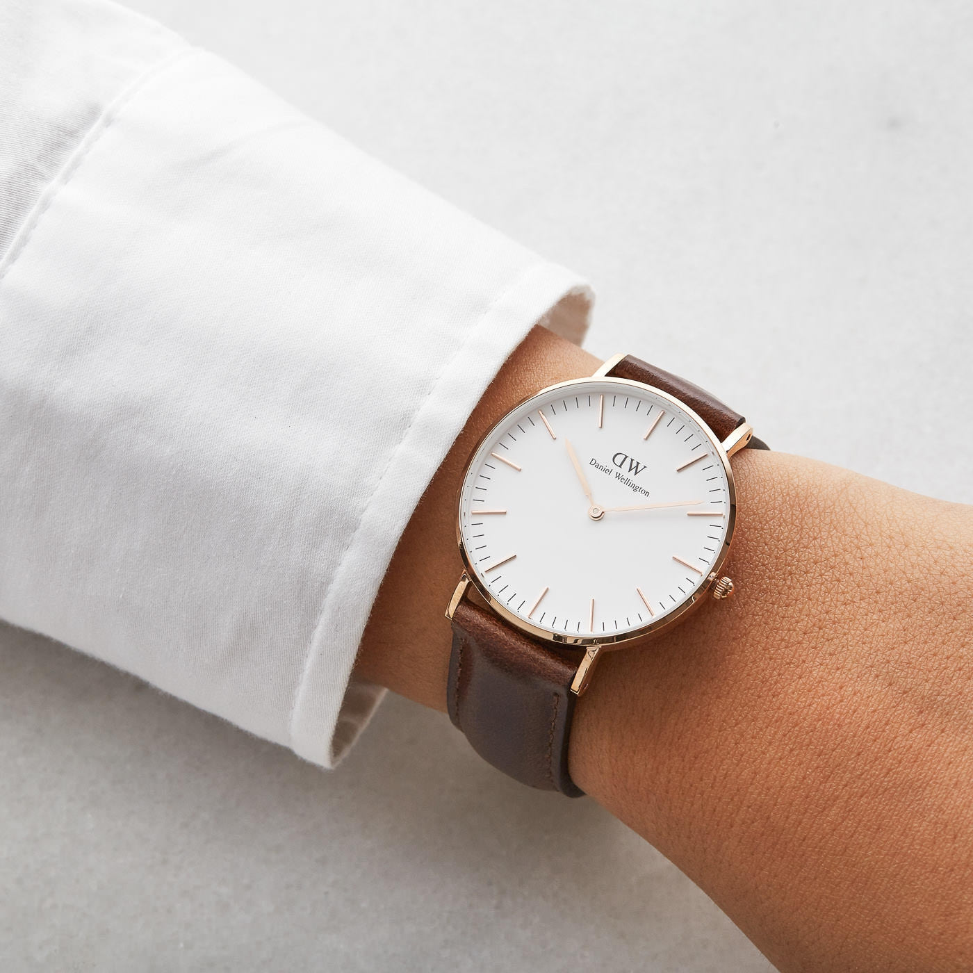 Daniel Wellington Classic Bristol 36mm White Dial Dark Brown Genuine Leather Gold Watch - DW00100039