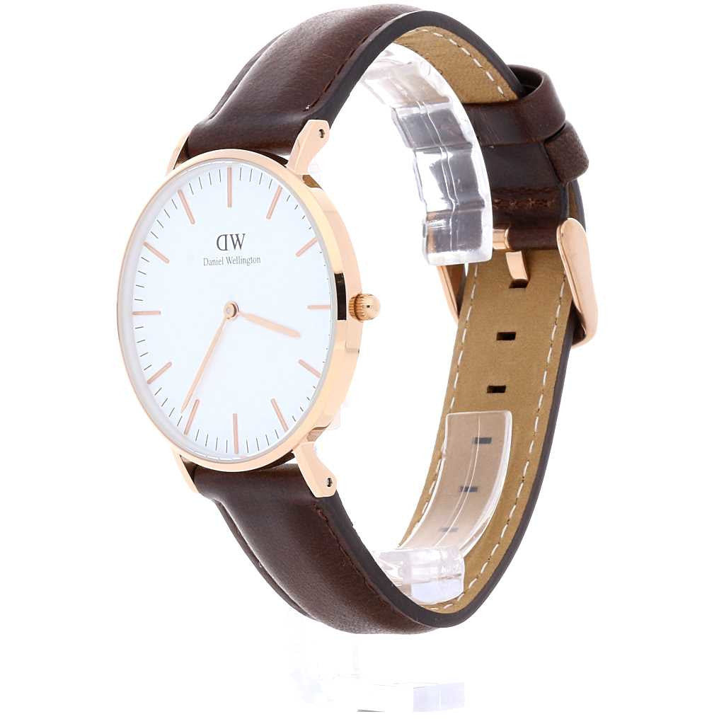 Daniel Wellington Classic Bristol 36mm White Dial Dark Brown Genuine Leather Gold Watch - DW00100039