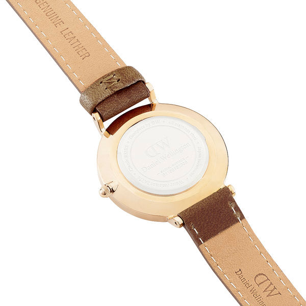 Daniel Wellington Classic Durham 28mm White Dial Brown Genuine Leather Women's Watch - DW00100172