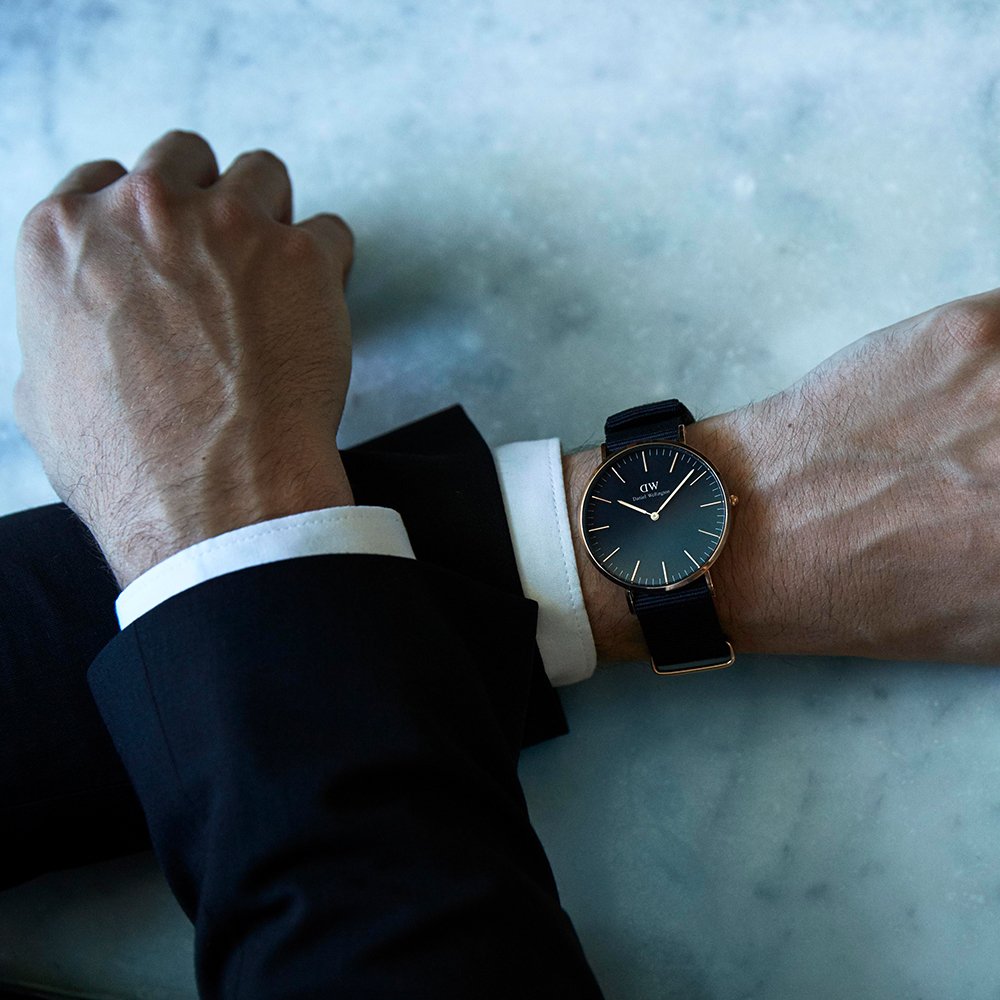 Daniel Wellington Cornwall 40mm Black Men's Gold Watch - DW00100148