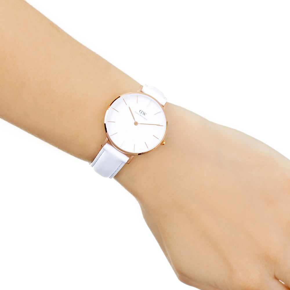 Daniel Wellington Petite Bondi 32mm White Dial Genuine Leather Women's Gold Watch - DW00100189