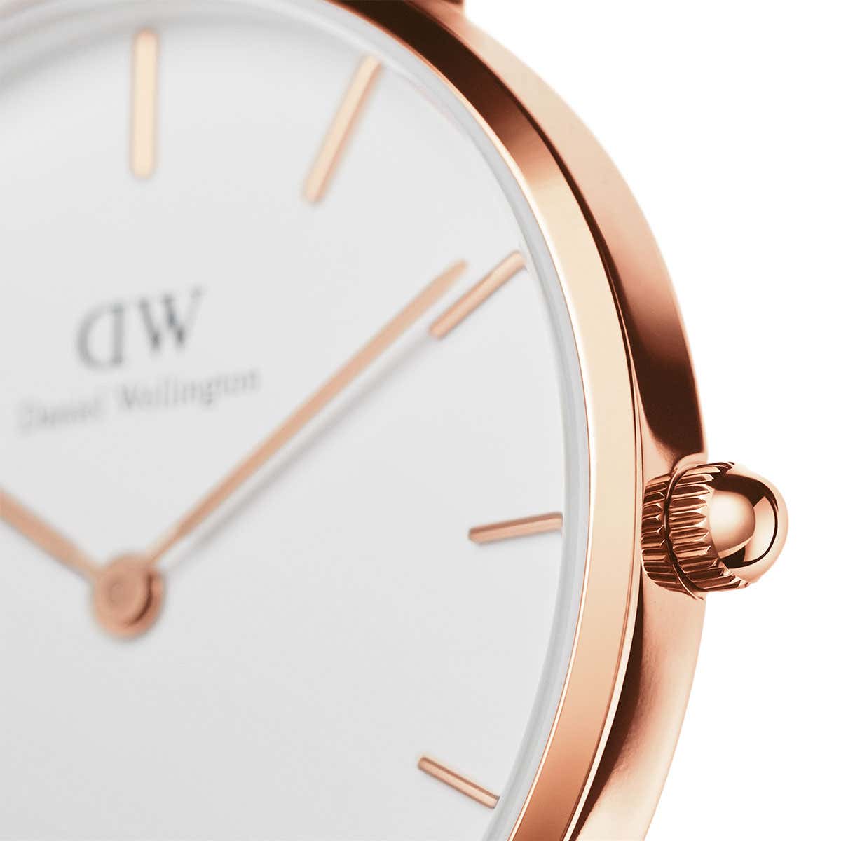 Daniel Wellington Petite Bristol 28mm White Dial Brown Genuine Leather Women's Watch - DW00100171