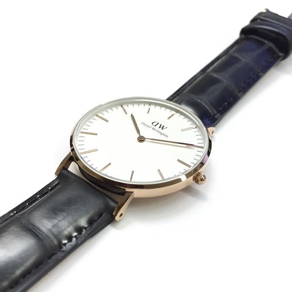 Daniel Wellington Reading 36mm White Dial Black Genuine Leather Gold Watch - DW00100041