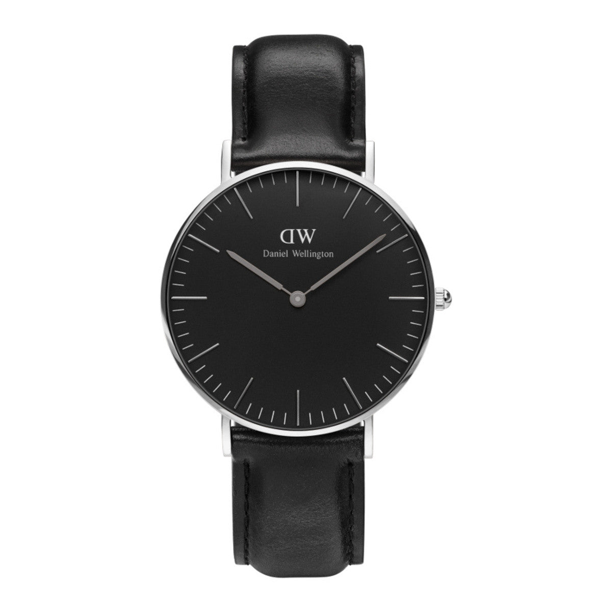Daniel Wellington Sheffield 36mm Black Dial Black Leather Silver Watch - DW00100145