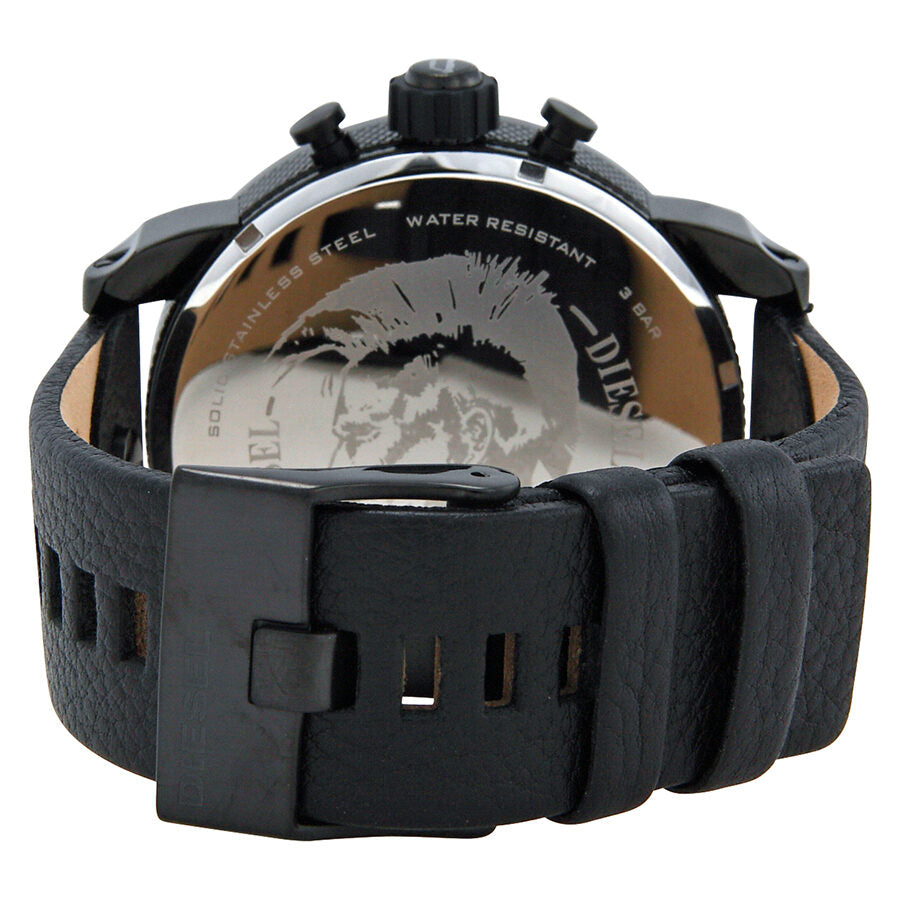 Diesel Bad Ass Reloj cronógrafo para hombre, esfera azul, piel negra, DZ7257