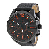 Reloj cronógrafo Diesel para hombre, esfera negra, piel negra, DZ4291