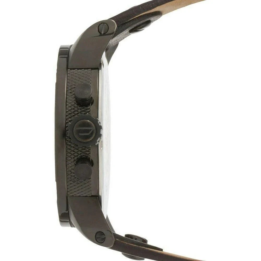 Diesel Bad Ass Reloj cronógrafo para hombre, esfera azul, piel negra, DZ7257