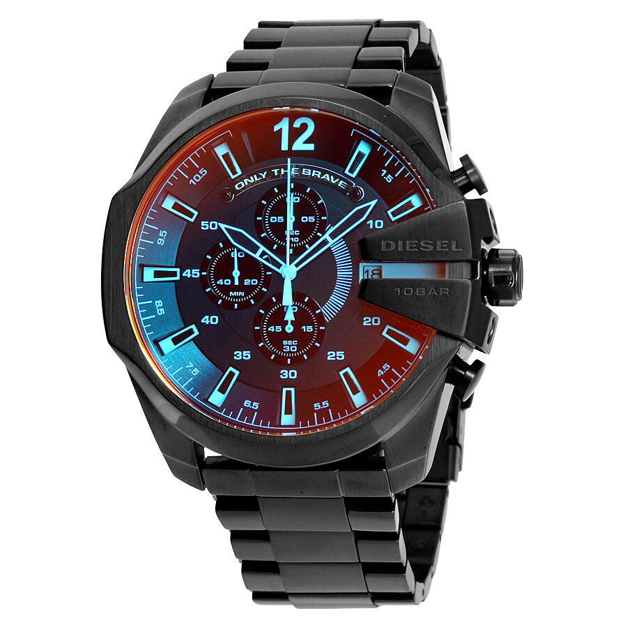 Diesel Mega Chief Reloj de hombre de acero inoxidable chapado en iones negro DZ4318