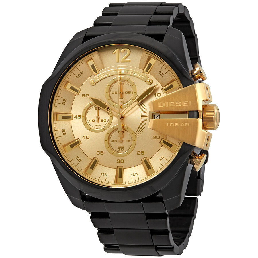 Diesel Mega Chief Reloj cronógrafo con esfera dorada para hombre DZ4485