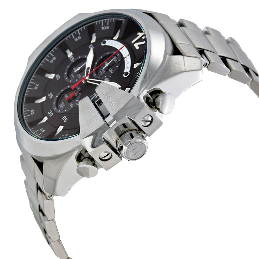 Diesel Mega Chief Chronograph Black Dial Men's Silver Watch DZ4308