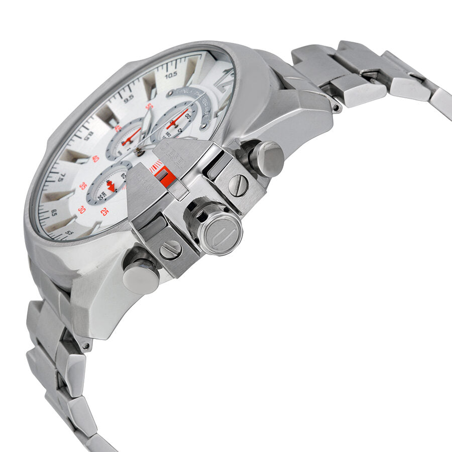 Diesel Mega Chief Chronograph White Dial Men's Silver Watch DZ4328