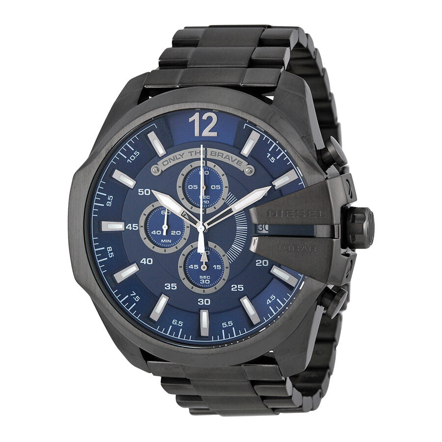 Diesel Mega Chief Chronograph Blue Dial Men's Gunmetal Watch DZ4329