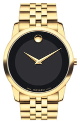 Movado Museum Black Dial Gold Steel Strap Watch For Men - 606997 606997 - Image 1