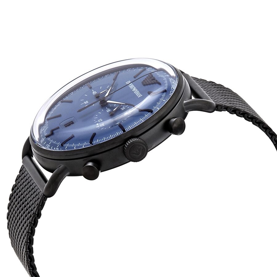 Emporio Armani Chronograph Blue Dial Black Mesh Men's Watch - AR11201