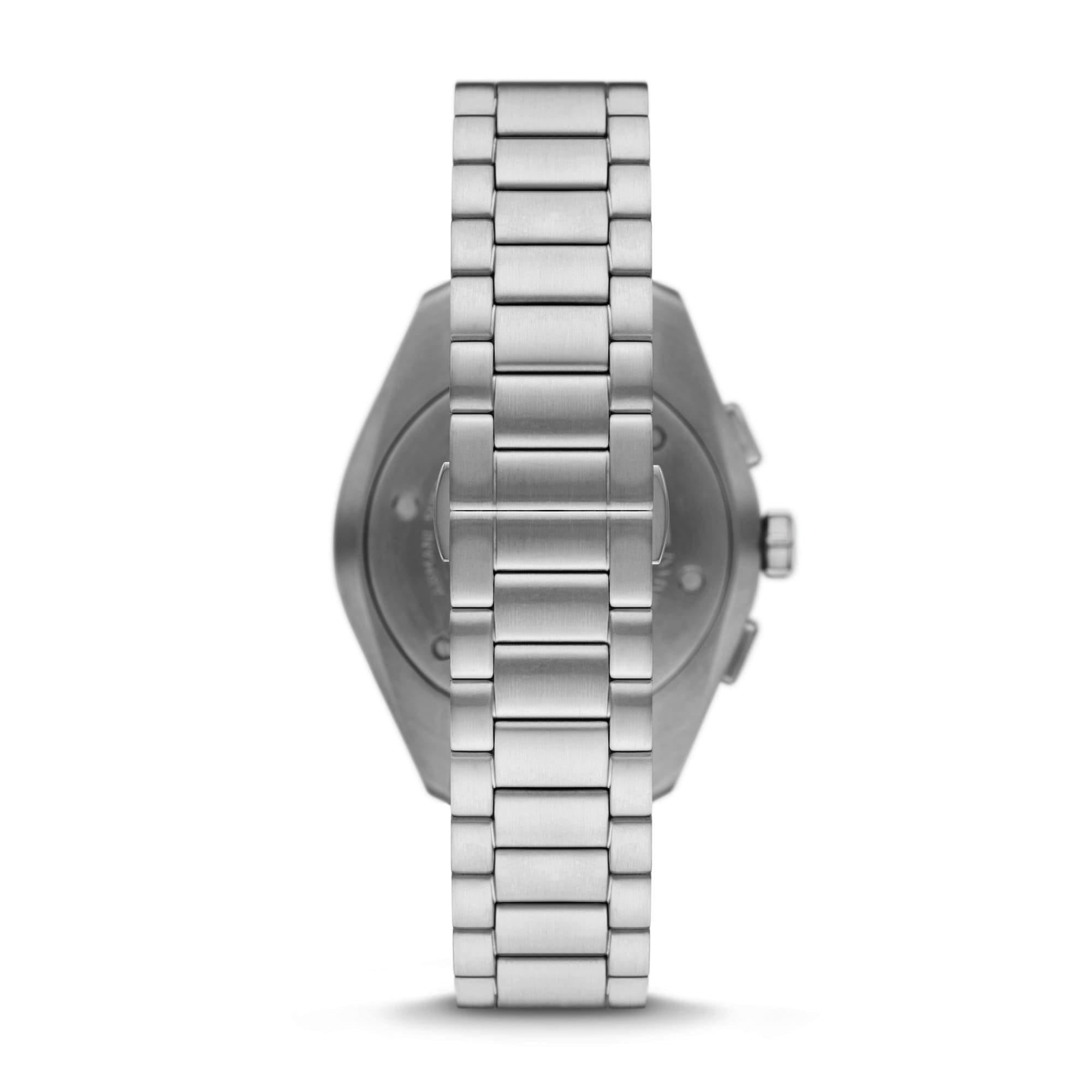 Emporio Armani AR11480 silver stainless steel three-link bracelet and case back view
