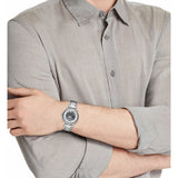 ساعة إمبوريو أرماني أوتوماتيكية للرجال بمينا فضي هيكلي AR60006