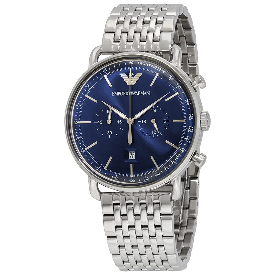 Emporio Armani Aviator Reloj cronógrafo de cuarzo con esfera azul para hombre AR11238