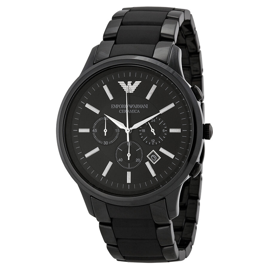 Emporio Armani Ceramica Reloj cronógrafo para hombre con esfera negra AR1451
