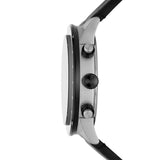 ساعة إمبوريو أرماني كرونوغراف للرجال، مصنوعة من الجلد الأسود، موديل AR11522