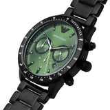 Emporio Armani Chronograph Green Dial Black Men's Watch AR11472