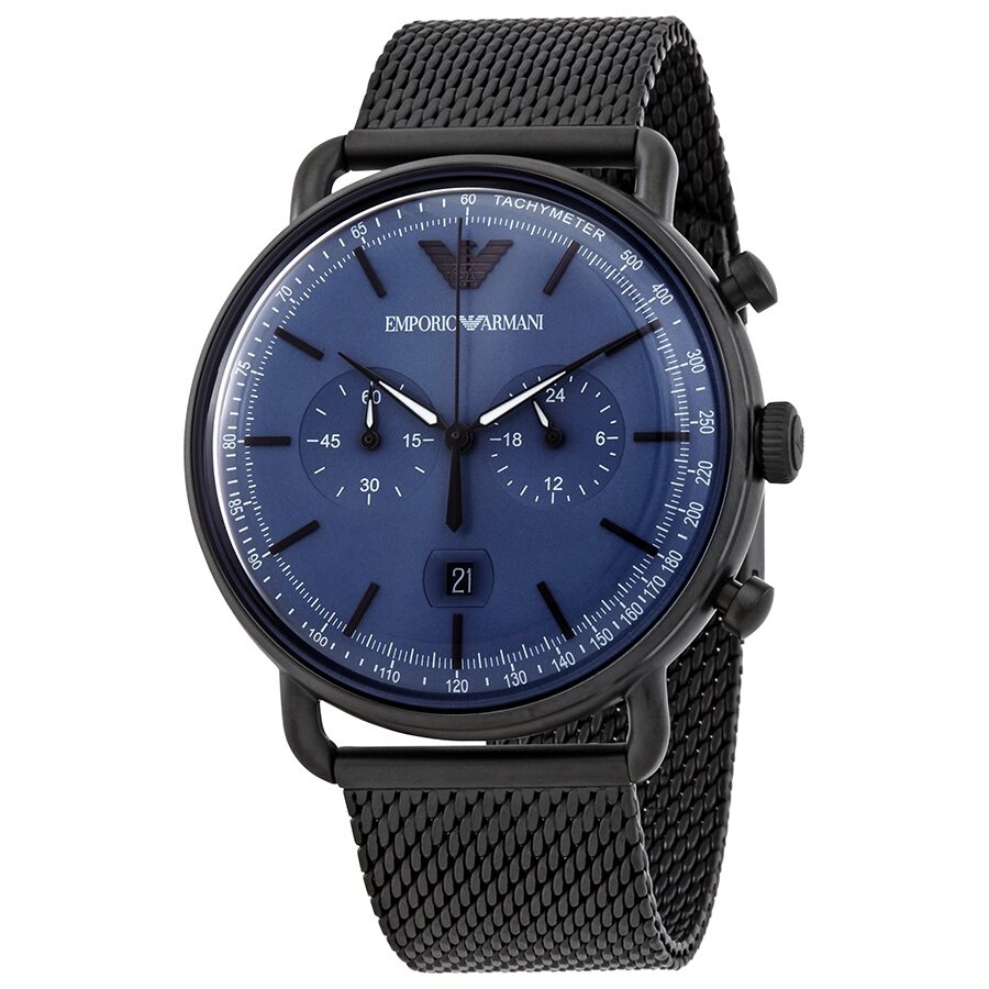 Emporio Armani Reloj cronógrafo de cuarzo con esfera azul para hombre AR11201