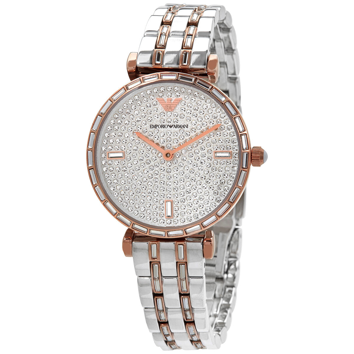 Emporio Armani Gianni T-Bar Reloj de cuarzo con esfera plateada para mujer AR11293
