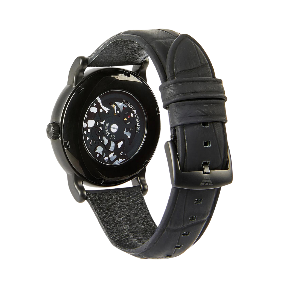 Emporio Armani Luigi Automatic Black Leather Men's Watch AR60008