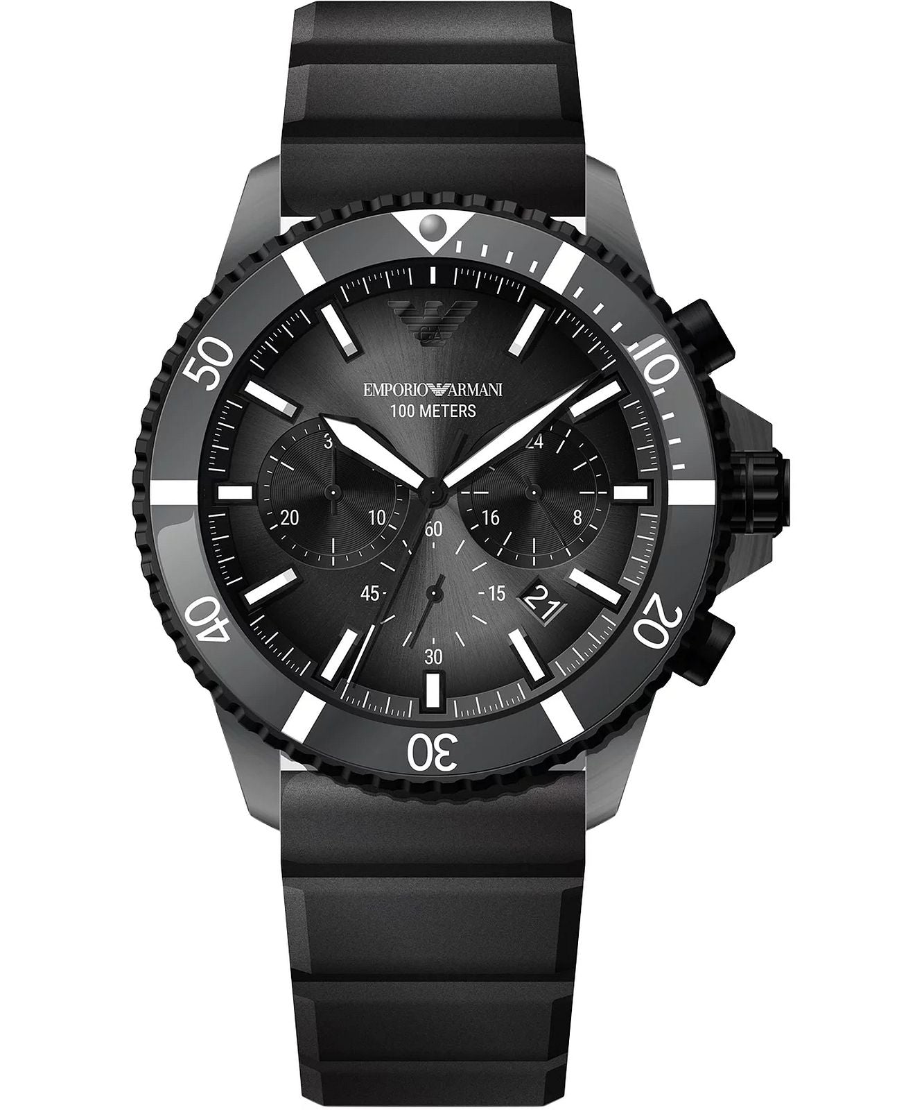 Emporio Armani Mario Chronograph Black Silicone Men's Watch - AR11515