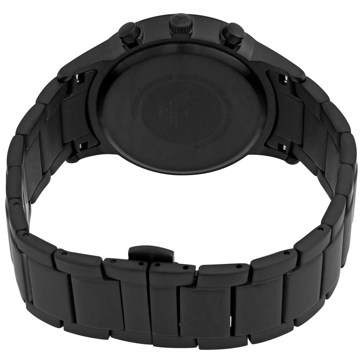 Emporio Armani Renato AR11275 black stainless steel caseback and bracelet