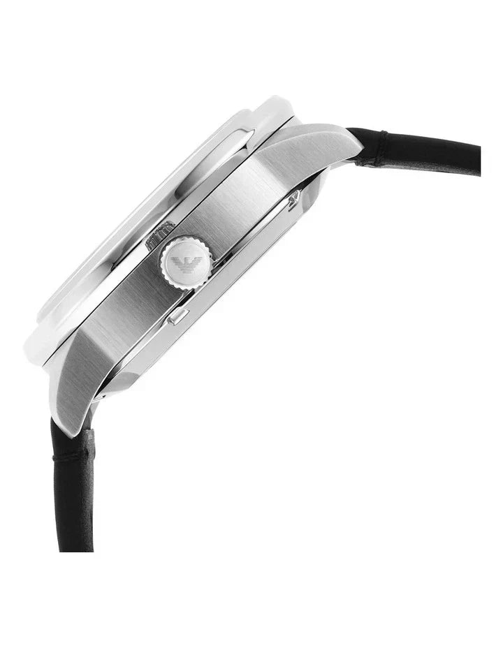 Emporio Armani Renato Automatic Black Leather Men's Watch - AR60051
